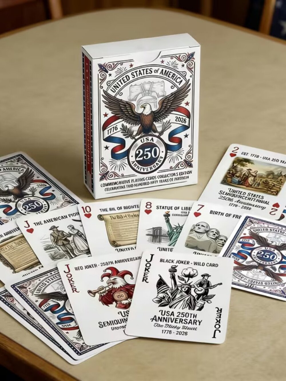 New 250th Anniversary Commemorative Playing Cards... Collectors Edition